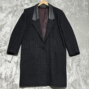 Vintage David Benjamin Wool Overcoat Womens Sz 12 Black Tweed Capsule Old Money